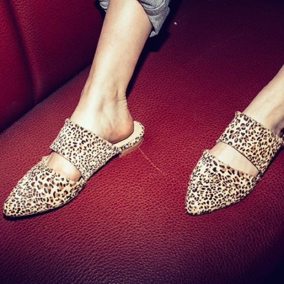 Matisse Berlin Leopard Print Mules Calf Hair Pointed Toe Size 7 - Picture 1 of 8
